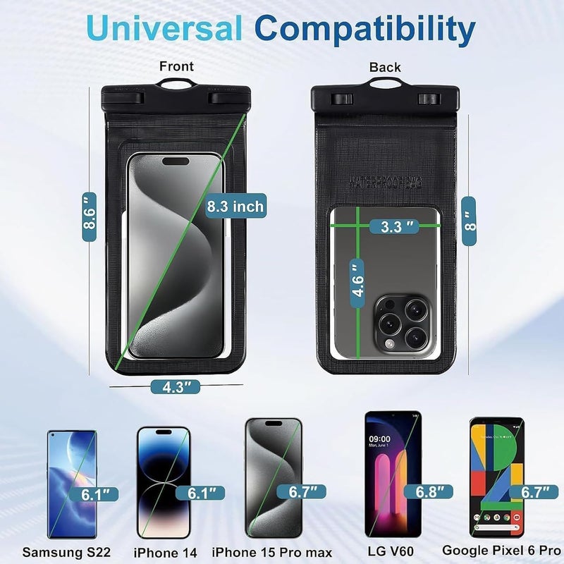MOLOPPO Waterproof Phone Pouch/Case Dry Bags for iPhone 17 16 Pro Max/iPhone 15 Pro/14/13 for Samsung LG, IPX8 Cellphone Dry Bag Beach Cruise Ship Essentials, 2 Pack-Black & Green - Image 5